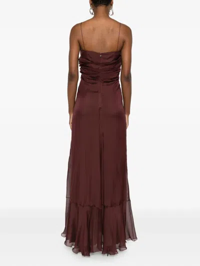 Raquel Diniz Samba Maxi Dress Ruffled Hem In Brown