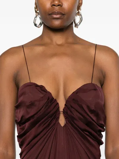 Raquel Diniz Samba Maxi Dress Ruffled Hem In Brown