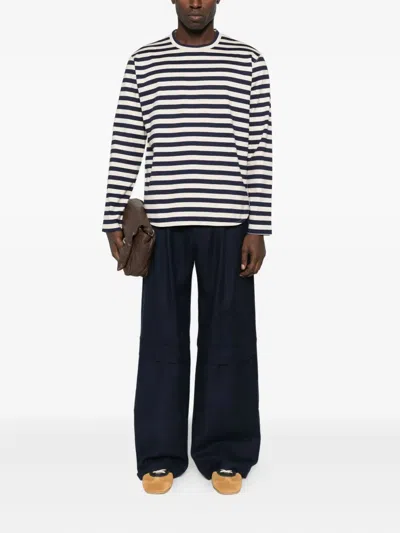 Junya Watanabe Comme Dg Long-sleeved Striped Cotton T-shirt In Metallic