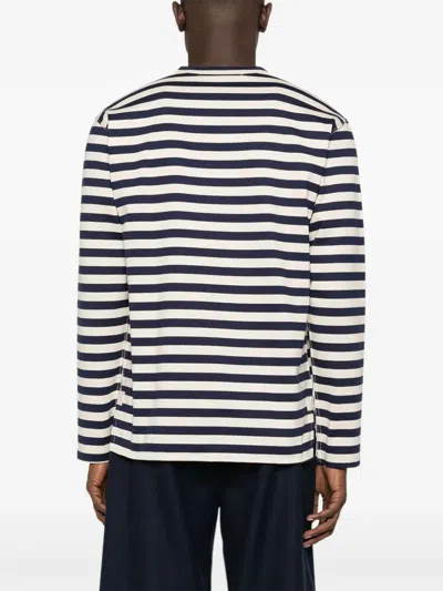 Junya Watanabe Comme Dg Long-sleeved Striped Cotton T-shirt In Metallic