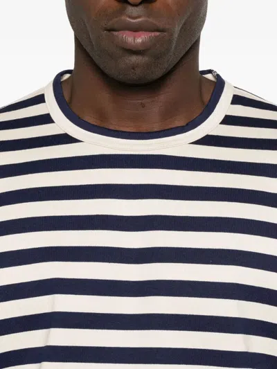 Junya Watanabe Comme Dg Long-sleeved Striped Cotton T-shirt In Metallic
