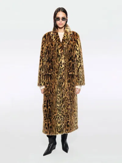 Stand Studio Marcelline Faux Fur Long Coat Clothing In Animal Print
