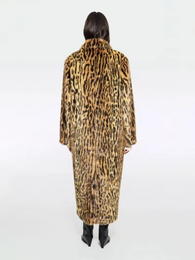 Stand Studio Marcelline Faux Fur Long Coat Clothing In Animal Print