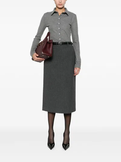 Dunst Pinstriped Skirt In Brown
