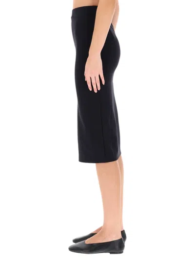 Off-white Fitted Midi Skirt In Stretch Technical Fabric With Front Logo Detail In Black