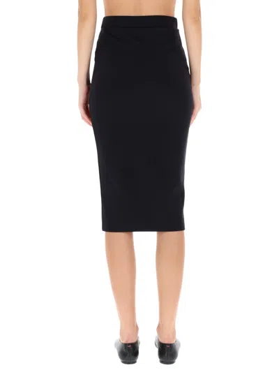 Off-white Fitted Midi Skirt In Stretch Technical Fabric With Front Logo Detail In Black