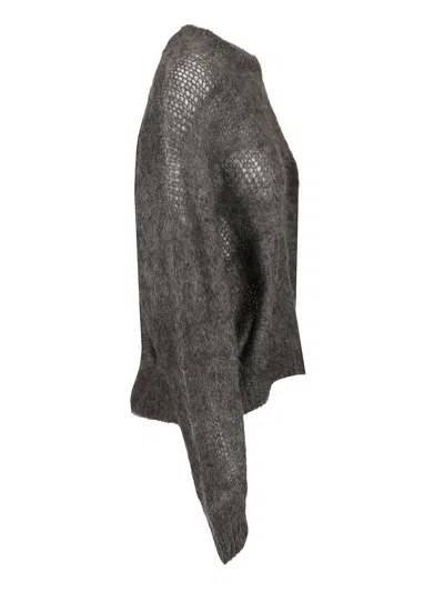 Isabel Marant Mirella-gd Spray Mohair Knit Knitwear Grey In Black