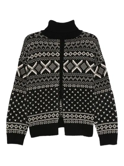 Semicouture Geometric Patterned Sweater In Black