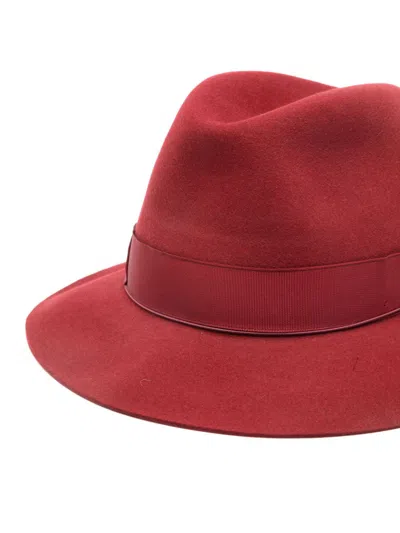 Borsalino Ribbon-detail Felt Hat In Red