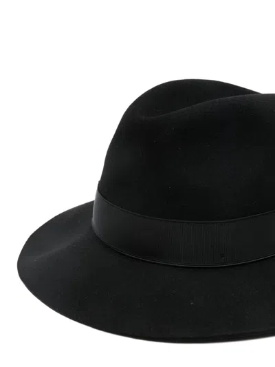 Borsalino Wide Brim Hat Featuring A Ribbon Band In Black