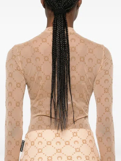 Marine Serre Signature Moon Pattern High-neck Long Sleeve Top