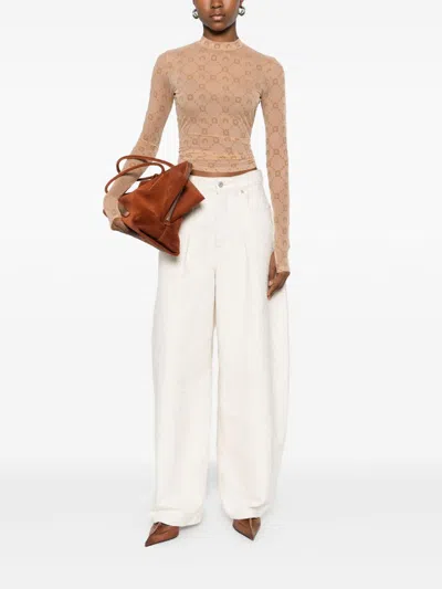 Marine Serre Signature Moon Pattern High-neck Long Sleeve Top