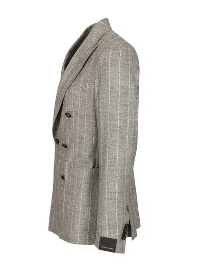 Tagliatore Montecarlo Doppio Petto Boucle Jackets Grey In Gray