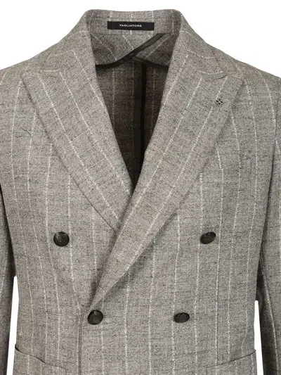 Tagliatore Montecarlo Doppio Petto Boucle Jackets Grey In Gray