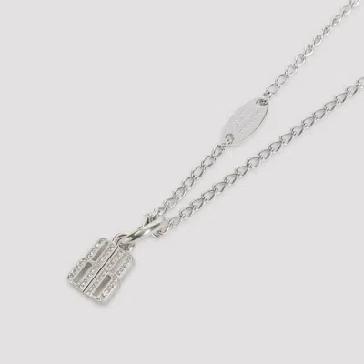 Balenciaga Delicate Chain Link Pendant Necklace In Metallic