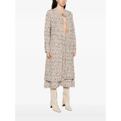 Fabiana Filippi Longline Coat With Button Detail And Sleeves In Neutral