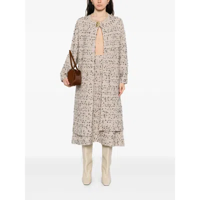 Fabiana Filippi Longline Coat With Button Detail And Sleeves In Neutral
