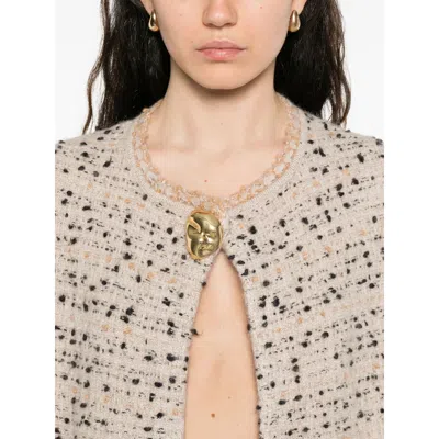 Fabiana Filippi Longline Coat With Button Detail And Sleeves In Neutral