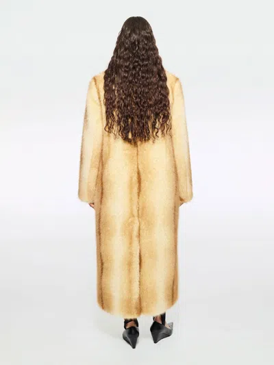 Stand Studio Nora Long Faux Fur Coat Clothing In Neutral