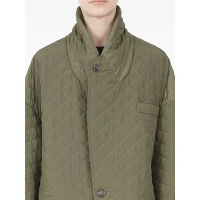 Maison Margiela Quilted Single-breasted Coat In Green