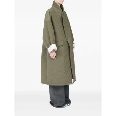 Maison Margiela Quilted Single-breasted Coat In Green