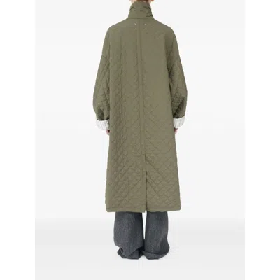 Maison Margiela Quilted Single-breasted Coat In Green