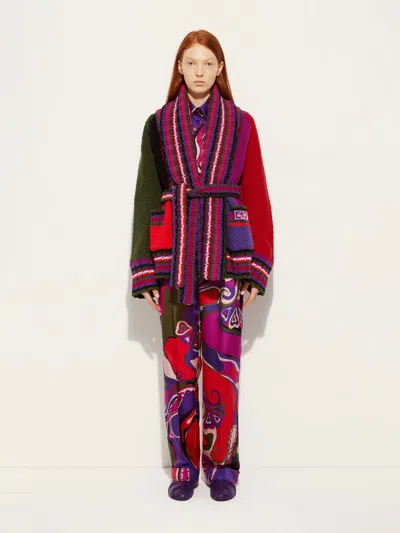 Pucci Orchidee Print Oversized Colorblock Cardigan In Multi