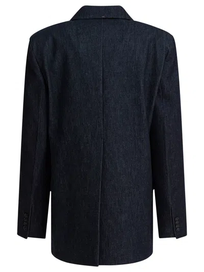 Sportmax Oversized Double-breasted Blazer Jackets And Coats Blue In Blue