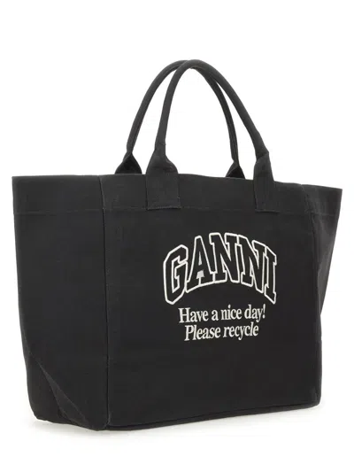Ganni Women Recycled Cotton Xxl Tote Bag In Brown