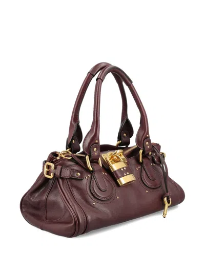 Chloé Paddington In Grained Leather Bags In Red