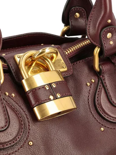 Chloé Paddington In Grained Leather Bags In Red