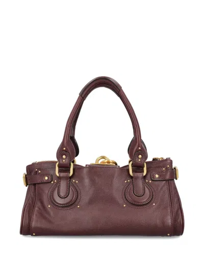 Chloé Paddington In Grained Leather Bags In Red