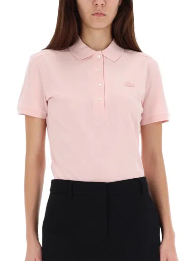 Lacoste Polo Shirt With Logo And Short Sleeves In Pink