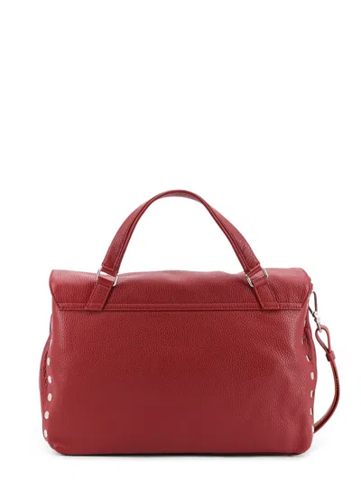 Zanellato Postina M Flap Metal Leather Shoulder Bag In Red