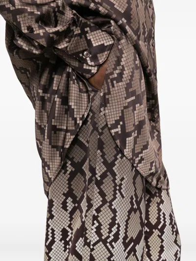 Stella Mccartney Snakeskin Pattern Wide Leg Pajama Trousers In Brown