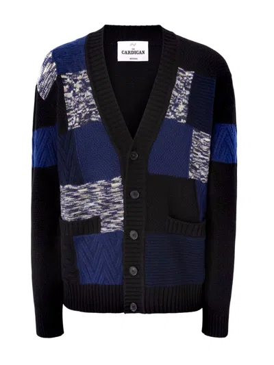 Missoni Cardigan Aus Reiner Wolle Mit Flammen- Und Zickzackeinsätzen In Black