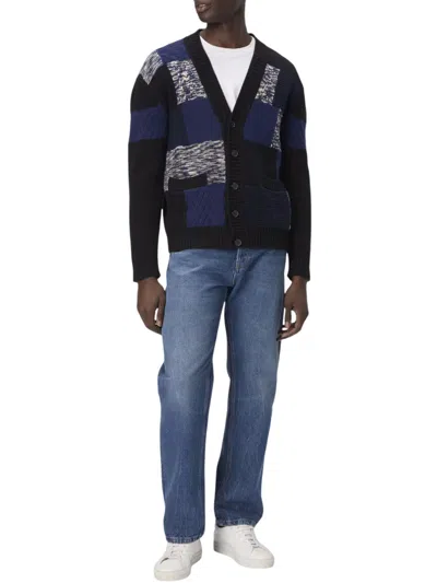 Missoni Cardigan Aus Reiner Wolle Mit Flammen- Und Zickzackeinsätzen In Black