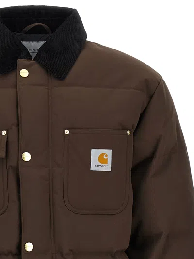 Carhartt Stylish Short Jacket Featuring Buttoned Pockets In Brown