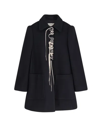 Dries Van Noten Structured White Jacket With High Shoulder Pads And Elegant Collar In Black