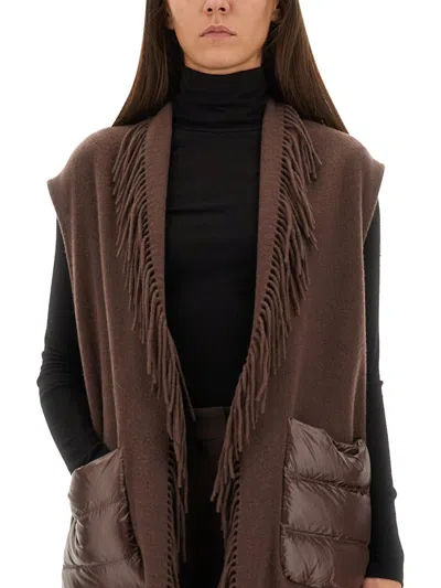 Herno Beige Warmy And Nylon Waistcoat In Brown