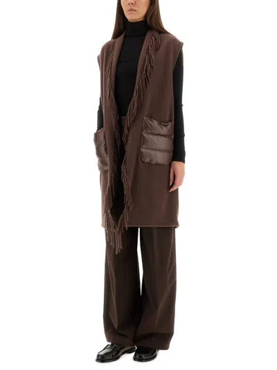 Herno Beige Warmy And Nylon Waistcoat In Brown