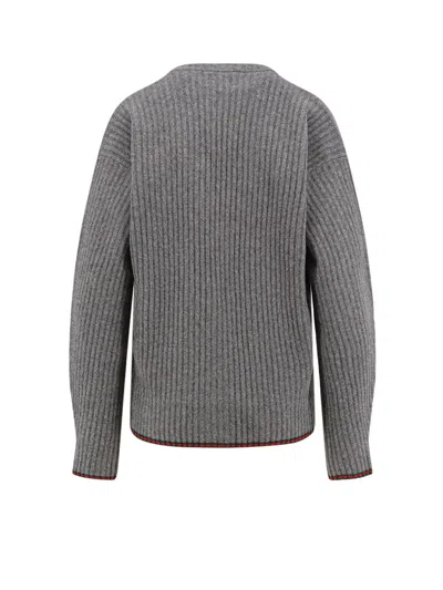 Gucci Women Ribbed Knit Wool Cardigan In Gray