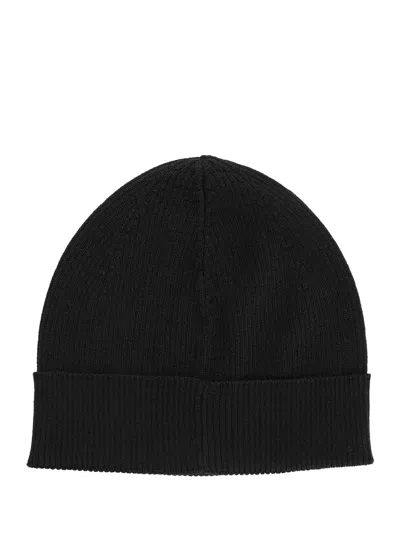 Saint Laurent Wool Beanie With Logo Patch In Black