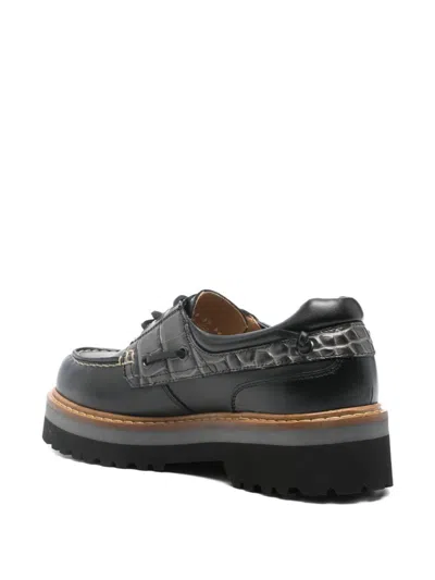Woolrich Leather Crocodile-effect Shoes In Black