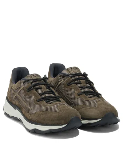Herno Men Nylon Trainers With Rubberised Details In Brown
