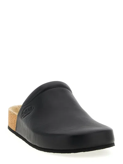 Balenciaga Men Leather Mules With Cork Insole In Black