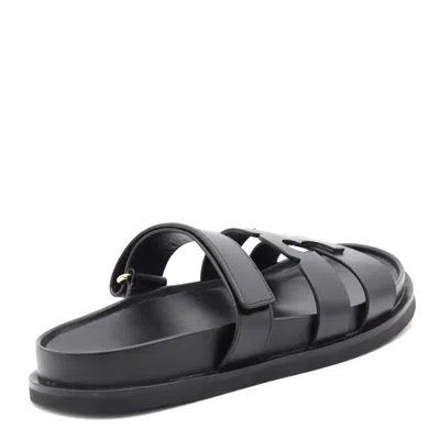 Tory Burch T Leather Sandals In Black