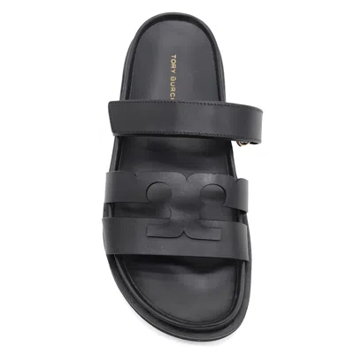 Tory Burch T Leather Sandals In Black