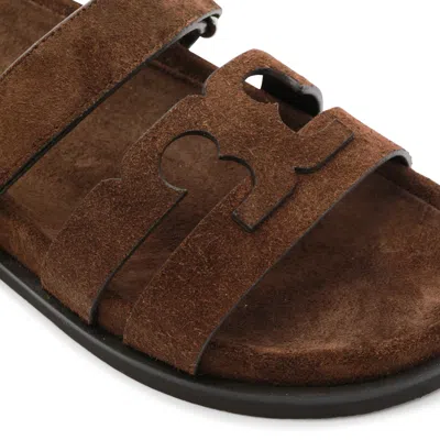 Tory Burch Ines Suede Triple-band Sport Mule Sandals In Brown