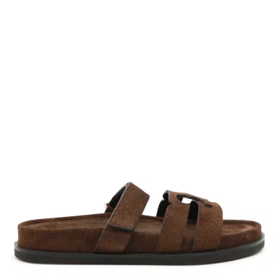 Tory Burch Ines Suede Triple-band Sport Mule Sandals In Brown